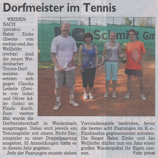 Tennis Dorfmeisterschaft 2014 - Siegerfoto
